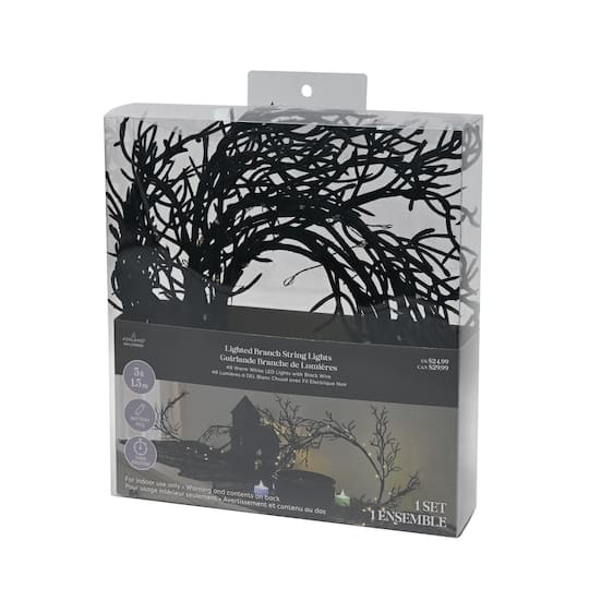 48ct. Black Flocked Branch LED String Lights by Ashland®